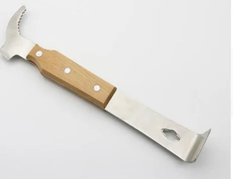 Export new stainless steel scraper with a rake up / uncapping knife  wooden handle    has bee