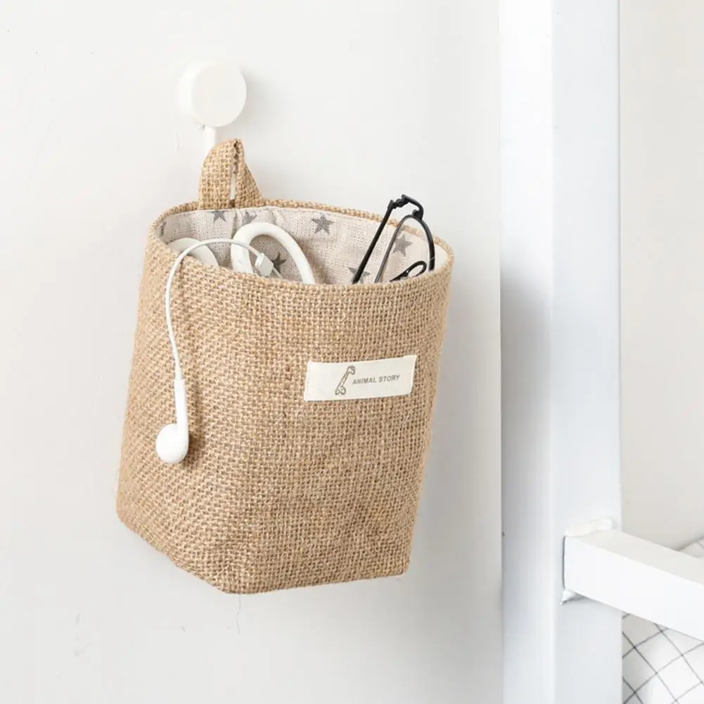 50%HOTStorage Basket Collapsible Space-Saving Cotton Flax Makeup Hanging Pocket Bag Home Decor