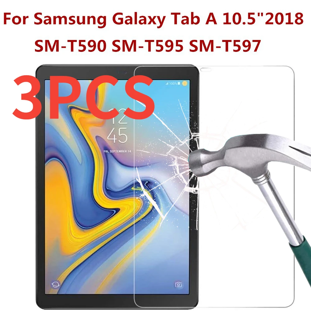 3 pçs vidro temperado para samsung galaxy tab um 10.5 polegada película protetora SM-T590 t595 t597 anti impressão digital protetor de tela vidro