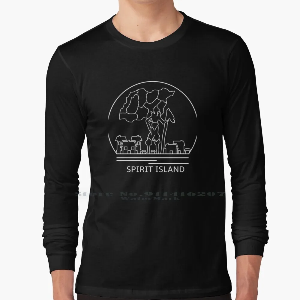 Spirit Island Minimalist Line Drawing-Board Game Inspired Graphic-Tabletop Gaming-Bgg 100% Cotton Long Sleeve T Shirt Eurogame