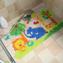 Cartoon Printed Non-Slip Mat for Children Shower Tub, Anti-Slip Foot Pads, Bathroom Carpet for Toilet Floor, Plastic Suction Cup