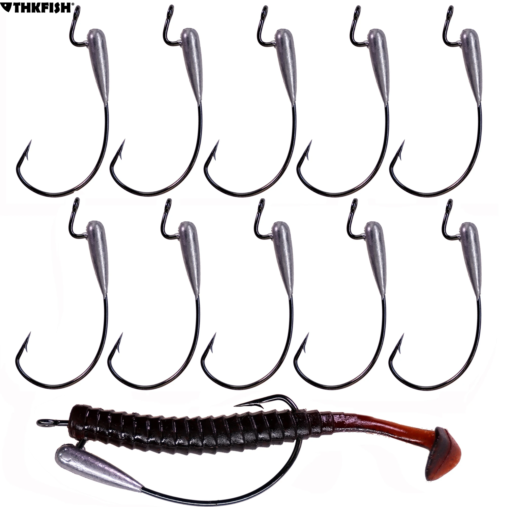 

THKFISH 10pcs 3.5g Jig Head Fishing Hooks 1g 2g Lead Weight Fishing Offset Hook For Soft Lures Fishing Tackle Accessories