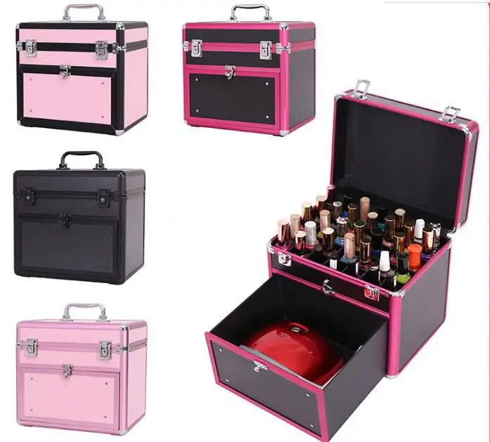 

Women portable nail box organizer big cosmetic suitcase makeup organizer nail box organizer case woman Nail Tools Storage case