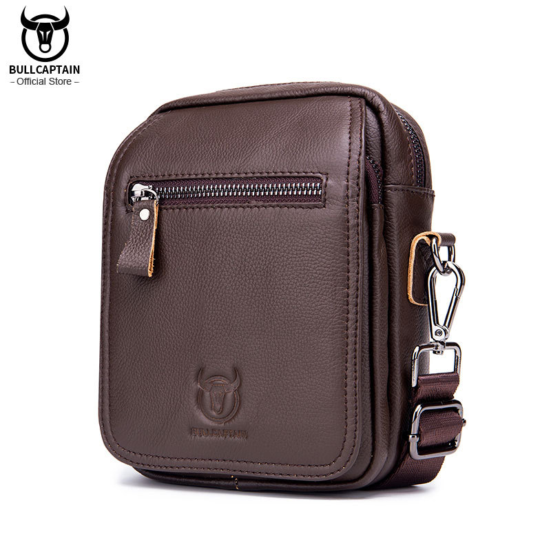  BULLCAPTAIN Men's Messenger Bag Leather Bag Vertical Handbag Shoulder Business Casual Retro Vertical Student Mini Cashier 