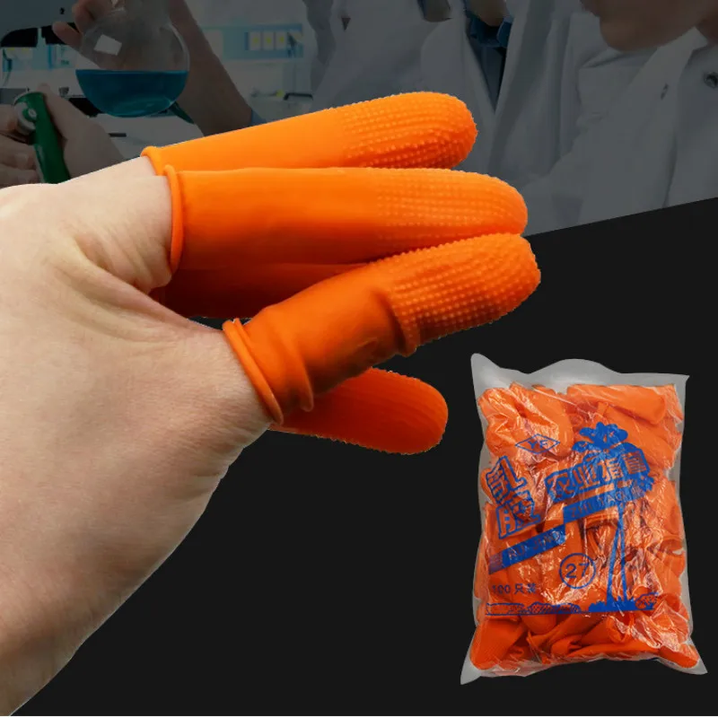 100PCS Non-slip Latex Rubber Finger Cots Anti-static Fingertips Protector Gloves For Counting notes/Agricultural picking etc