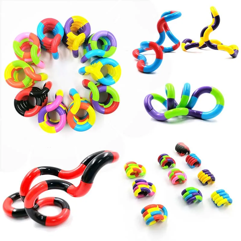 

Colorful Twisting Rope Ring Winding Weaving Ball Decompression Venting Pull Toy for Kids