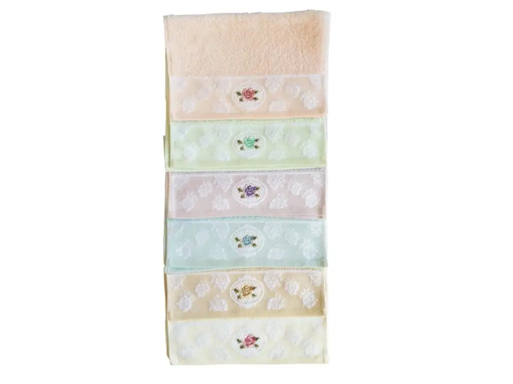 Rosel curling embroidered jacquard kitchen towel 6'lı hand face towel 30x50 cm- 6 piece set