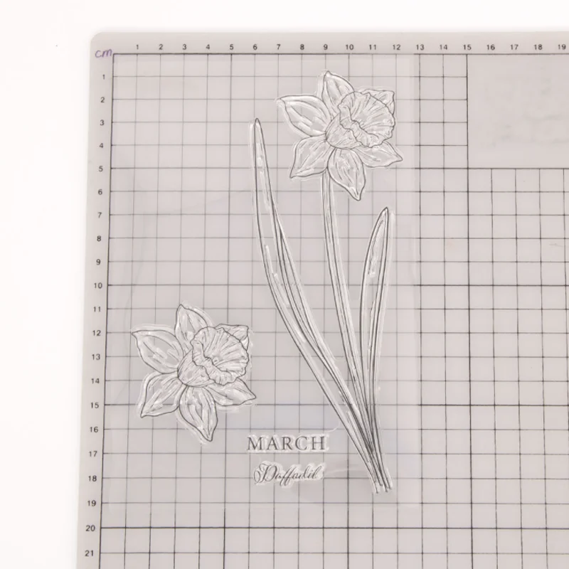 1pc Daffodils Transparent Clear Silicone Stamp Seal DIY Scrapbooking Rubber Hand Account Album Diary Decor Reusable 12.5*19.5cm