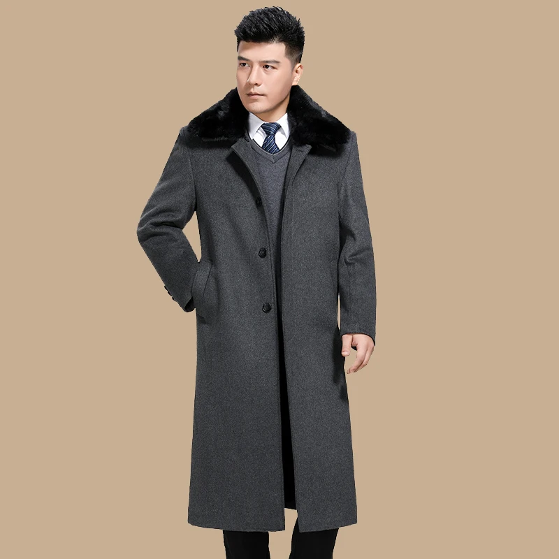 

Long Wool Coat Man Business Jacket Winter Coat Men Plus Size Fur Collar Mens Coats 5xl Casaco Inverno Masculino KJ255