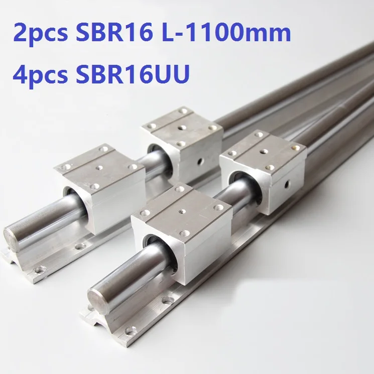 

2pcs SBR16 L-1100mm support rail linear guide + 4pcs SBR16UU linear bearing blocks for CNC router parts