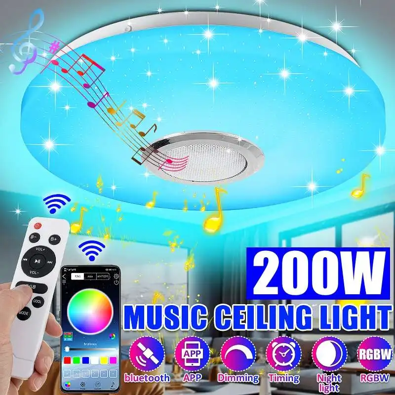 

AC220V 200W Modern RGB LED Ceiling Lights Home Lighting APP bluetooth Music Light Living Room Smart Lamp with Remote Control