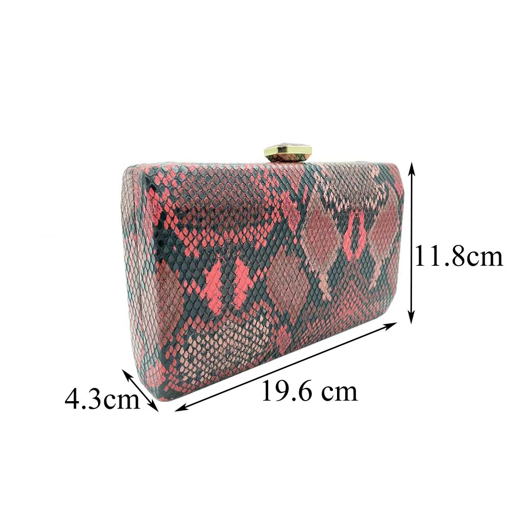 Women\'s Diamond Evening Clutch Bag Red Snake Skin Wedding Party Purse Fashion Chain Shoulder Bags Mother\'s Summer Handbag