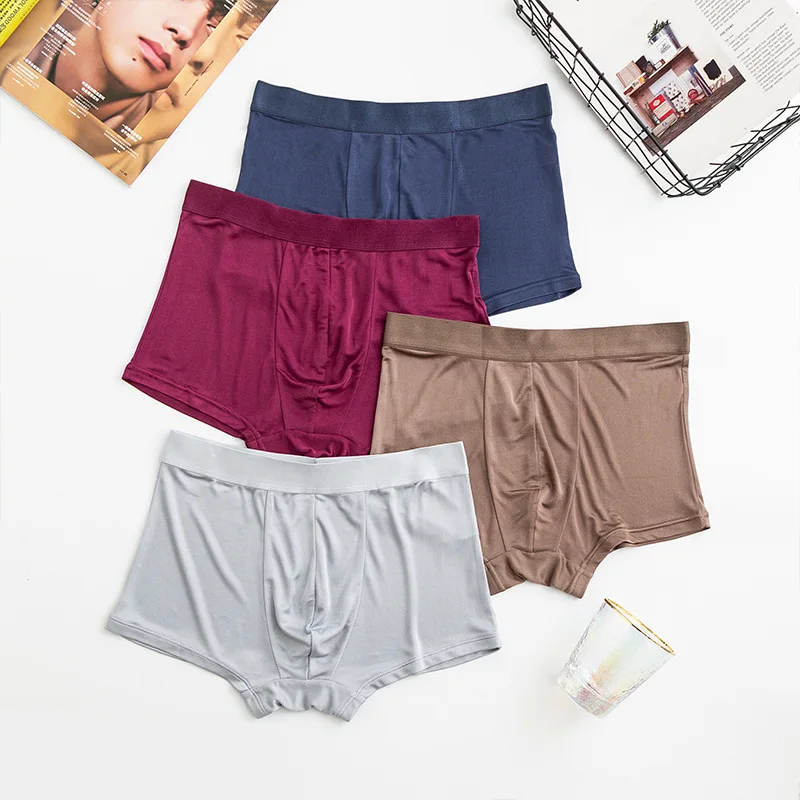 3 PACK Men\'s 100% real silk boxers panties Underwear Lingerie L XL 2XL 3XL 1063