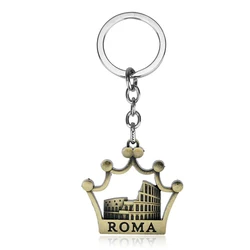 Roman Colosseum Pendant Keychain Trendy Alloy Metal Keyring Jewelry Crown Shape Key Chain Souvenirs Gifts For Friends