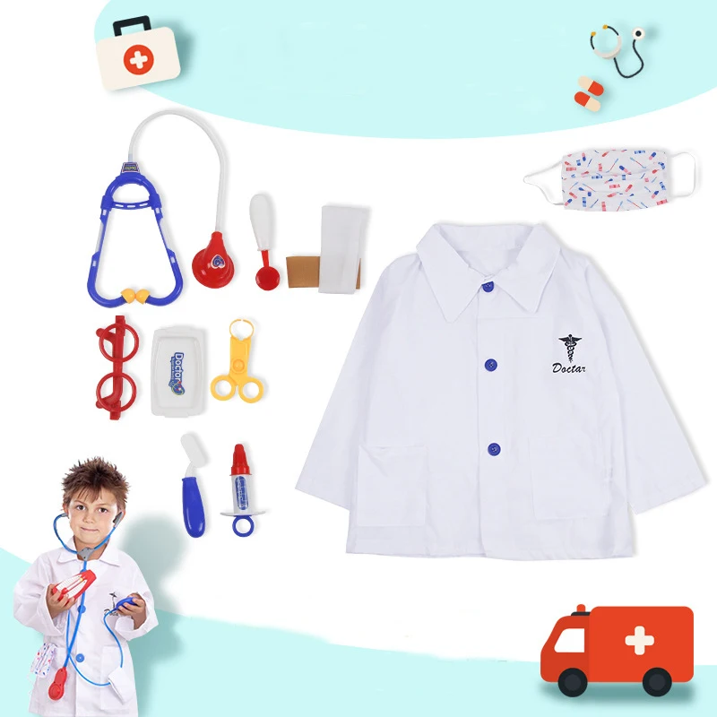 

Kid Children Halloween Purim Cosplay Stage Costume Doctor Nurse Role Play Dress up Set for 3 4 5 6 7 Years Toddlers Boys Girls