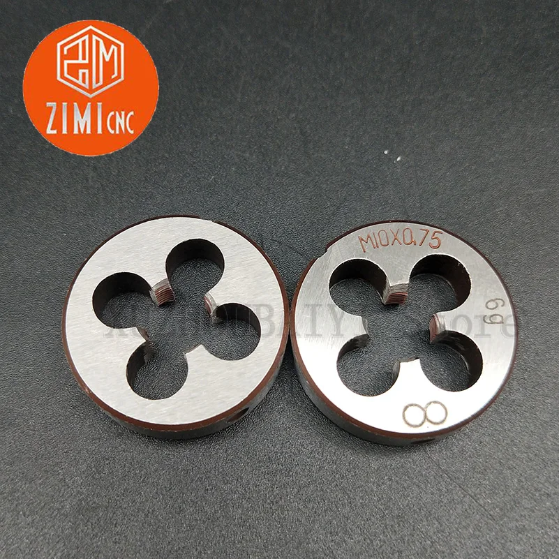 2pcs M10×0.75 round die M10*0.75 right-handed circular tapping mold hand tool set 0.75mm fine teeth