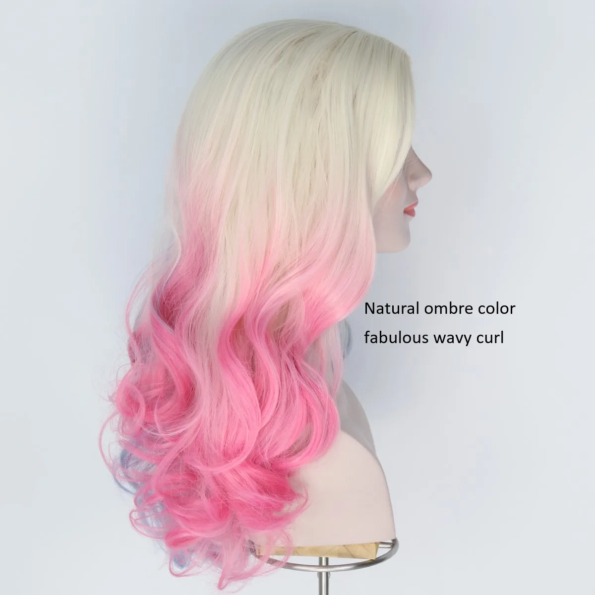 Miss U Hair Long Curly Blue Pink Blond Color Middle Parting Halloween Cosplay Movie Women Wig