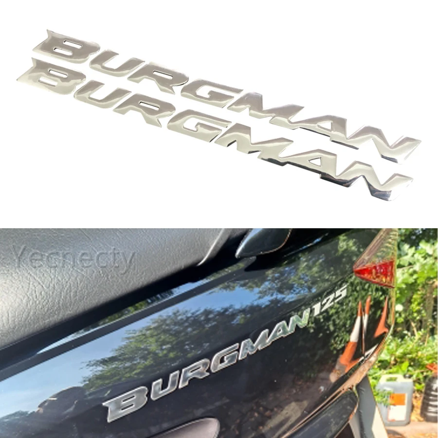 

Светоотражающие наклейки Yecnecty для Suzuki Burgman AN125 AN200 AN400 AN650, мотоцикл, 3D-наклейки, хром, 1 комплект, значок с эмблемой для скутера