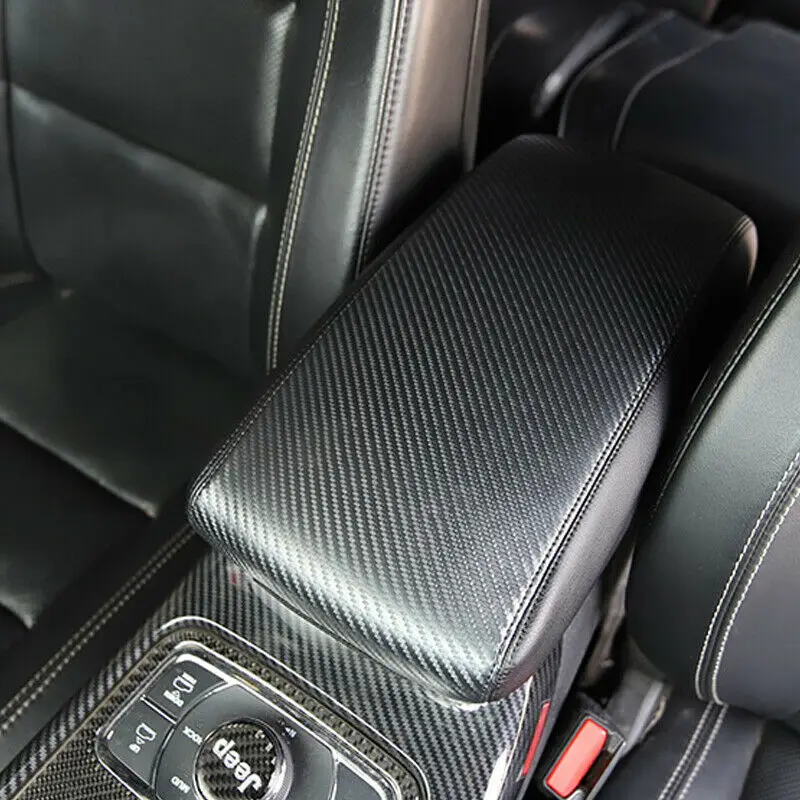 Carbon Fiber Car armrest cover Center Console For Jeep Grand Cherokee Armrest Covers Armrest Storage Box Cover Trim 2011-2018