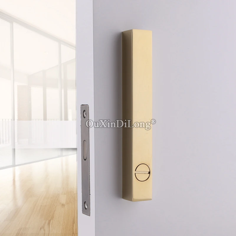 Luxury European Modern Sliding Door Lock Interior Bathroom Kitchen Balcony Square Sliding Door Hook Lock with Handles