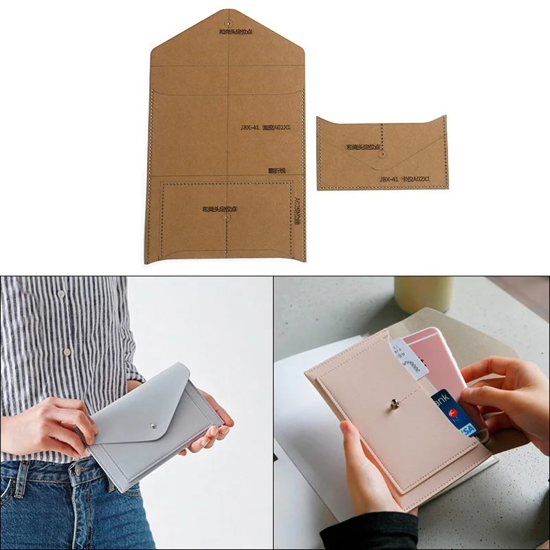 

1Set DIY Kraft Paper Template New Fashion Creative Clutch wallet Leather Craft Pattern DIY Stencil Sewing Pattern 18cm*11cm