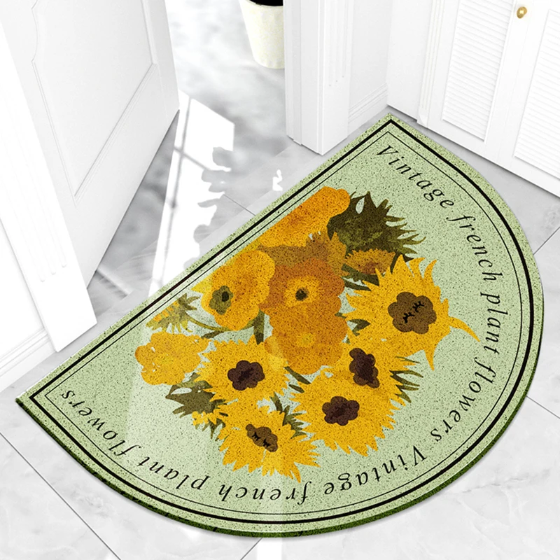 

Cute Yellow Flowers Living Room Carpet Home Bedroom Bathroom Mat Hallway PVC Anti-slip Dustproof Custom Entrance Front Door Mat