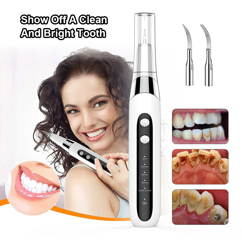 Ultrasonic Personal Dental Cleaning Cleaner Tartar Teeth Stain Portable Electric Calculus Plaque Tarter Remover LED