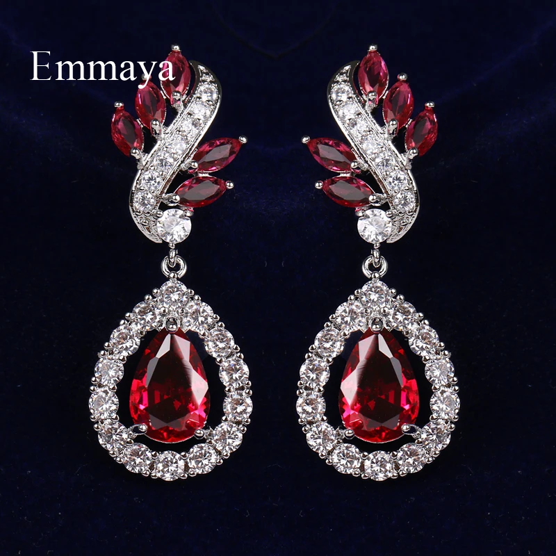 Emmaya Ingenious Design Long Earring Symmtrical Appearance For Female Punk Style Zirconia Jewelry Muliticolor Wedding Party