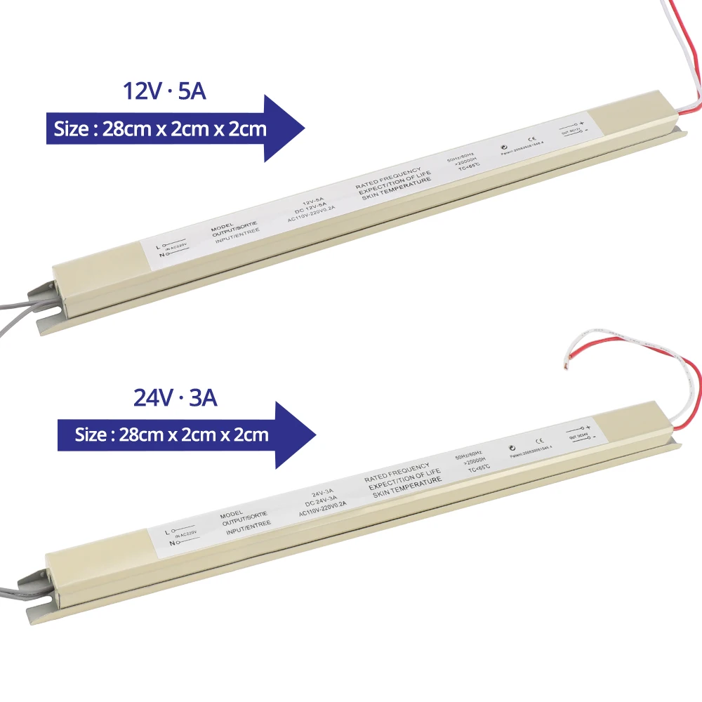 Ultrathin 12V Power Supply 1.5A 2A 3A 4A 5A Switching LED Driver Lighting Transformer 220V 12V 24V 18W 24W 36W 48W 60W 72W