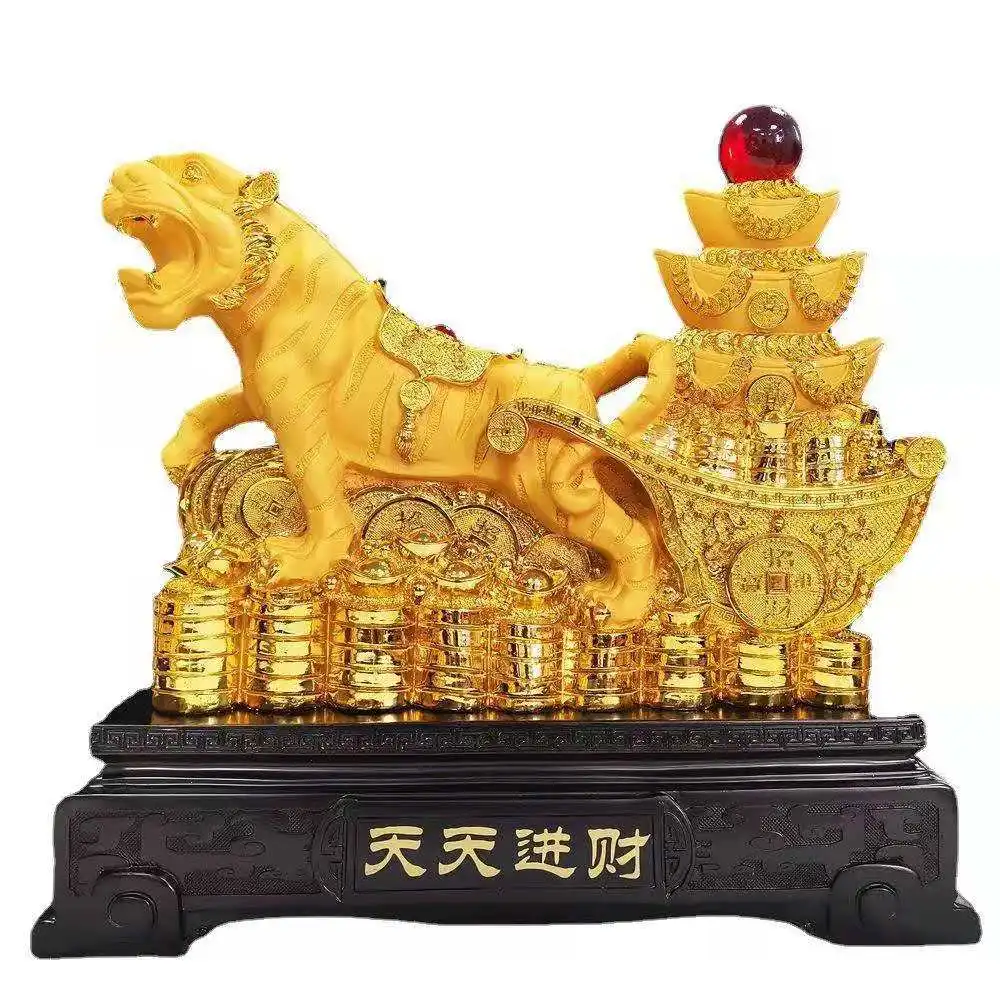 New Feng Shui resin golden Tiger statue Home decoration accessories zodiac tiger home decor Office,hotel decor year of the tiger