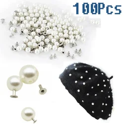 100 Sets Round Imitation Pearl Rivets Studs DIY Wedding Dress Decor Rivet Pearls Set Garment Shoes Bag Accessories Beads Spikes