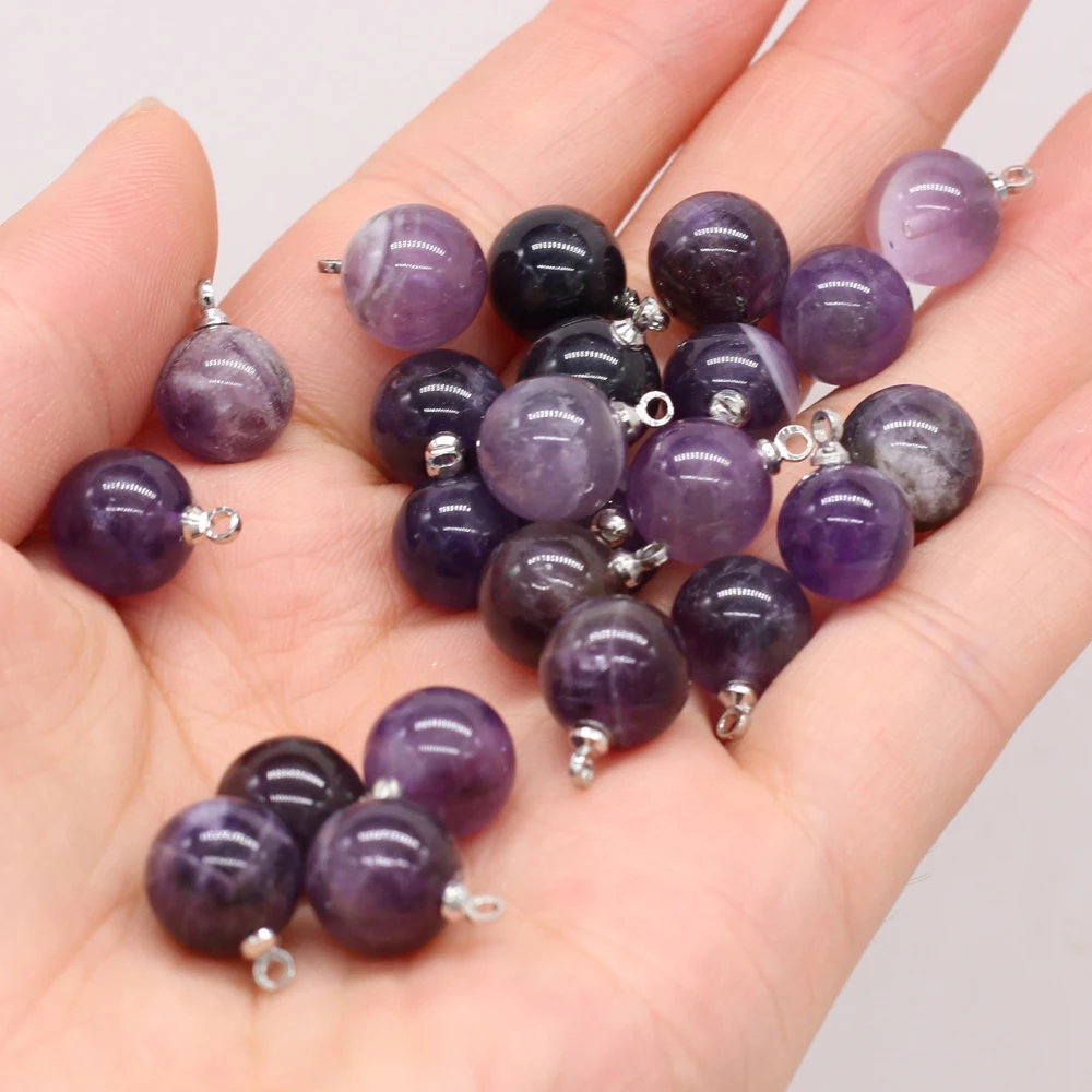 5pcs Natural Stone Agates Crystal Quartzs Damation Jaspers / Amethysts Pendant for Necklace Earring or Jewelry Making Size 10mm