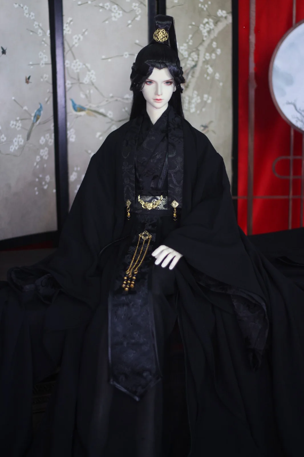 1/3 BJD Clothes Doll Accessories Chinese Ancient Costume Hanfu Samurai Black Dress for BJD/SD SD13 EID 80cm Strong Uncle C0731