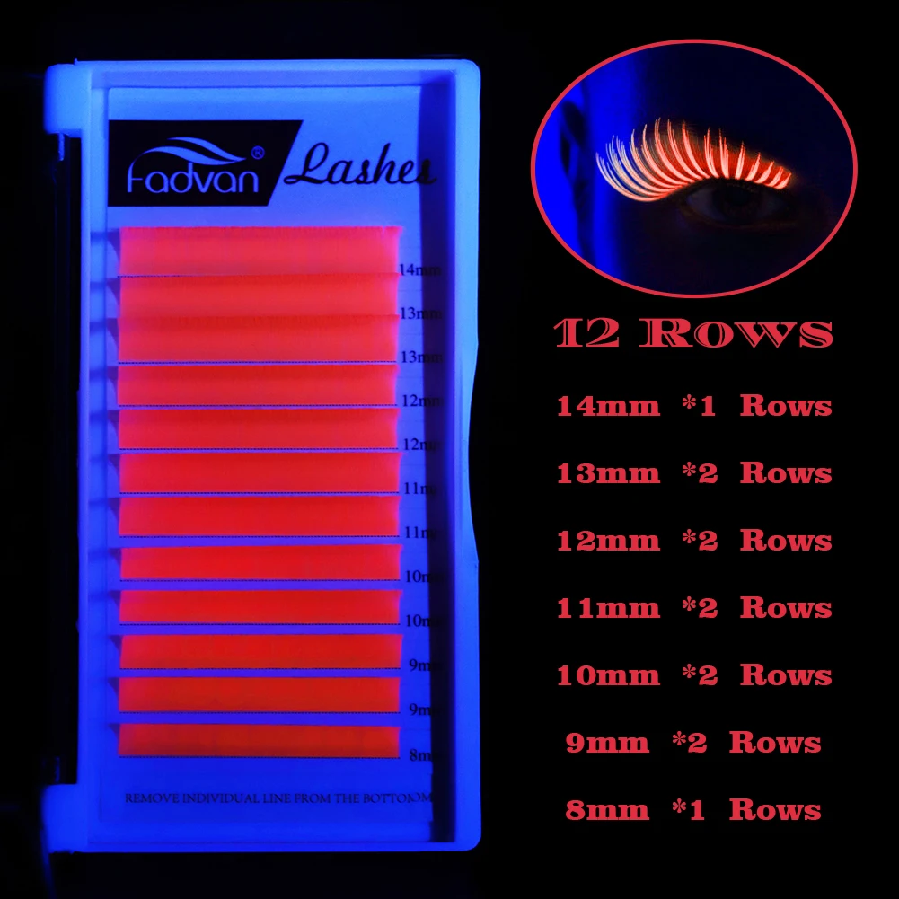 FADVAN Glowing Easy Fan Eyelash Extensions Fluorescent Lashes Luminous Auto Fanning Pink Green for NightClub Party Glow in Dark