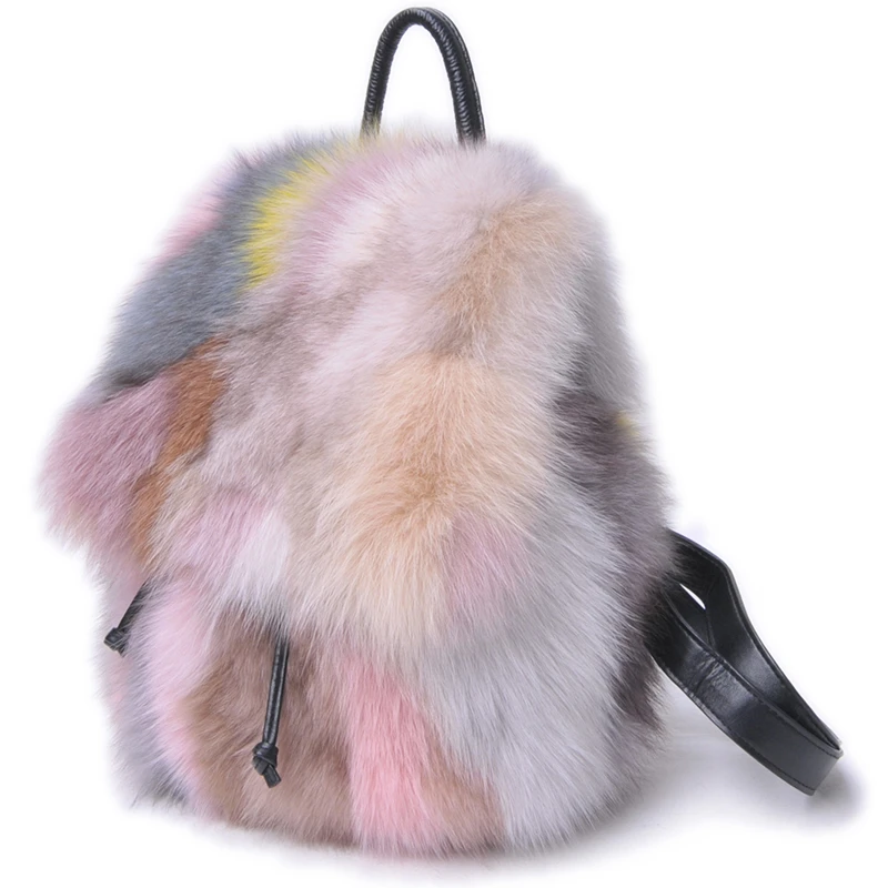 

2020 New Real Fox Fur Handbags 100% Real Fur Single Shoulder Bags Colorful Genuine Leather Winter Fashion Fur Wrist Bags Luxury