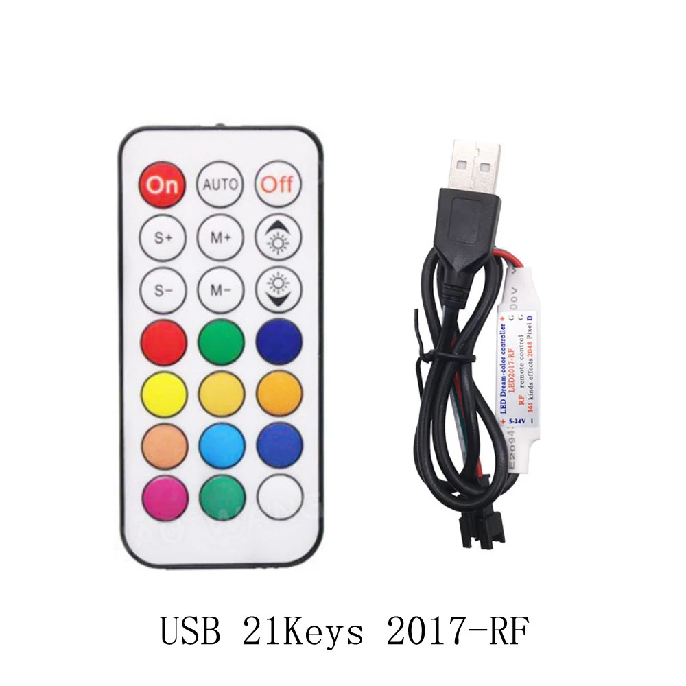 WS2811 WS2812B LED Pixel Light Strip Controller MINI 3Keys 14/17/21Keys USB/DC Led Tape Remote Controller DC5V-24