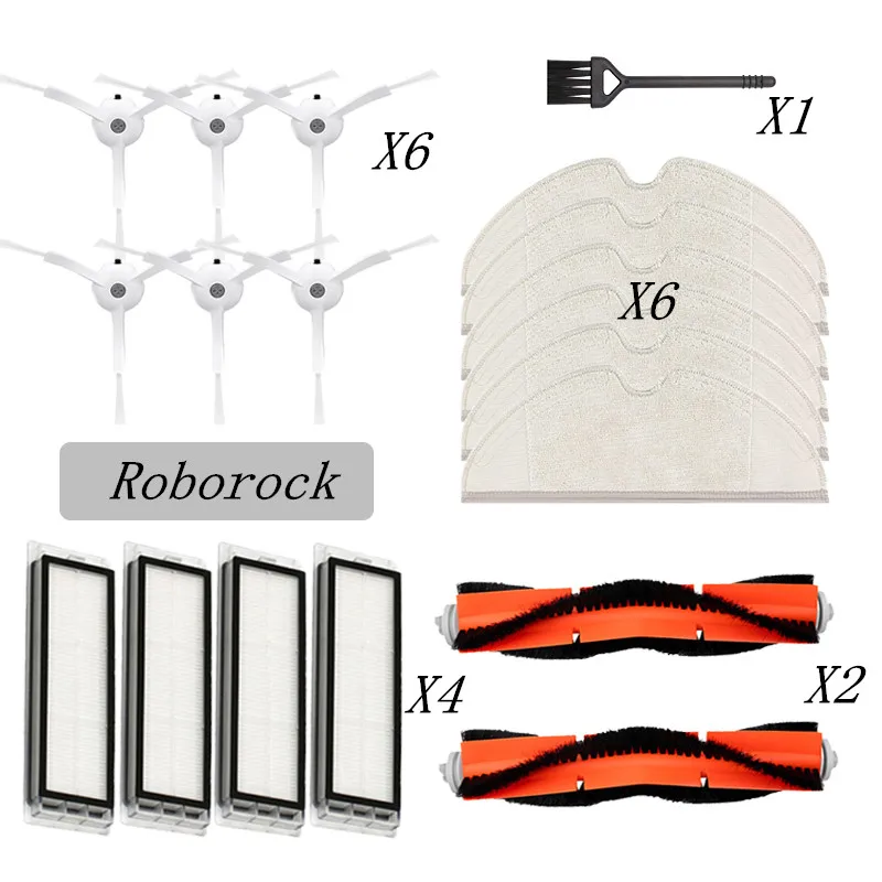 Conjunto completo de acessórios terno para xiaomi série roborock s5 s6 s50 s52 p50 s5 max s6 maxv mi robô aspirador hepa filtro escova