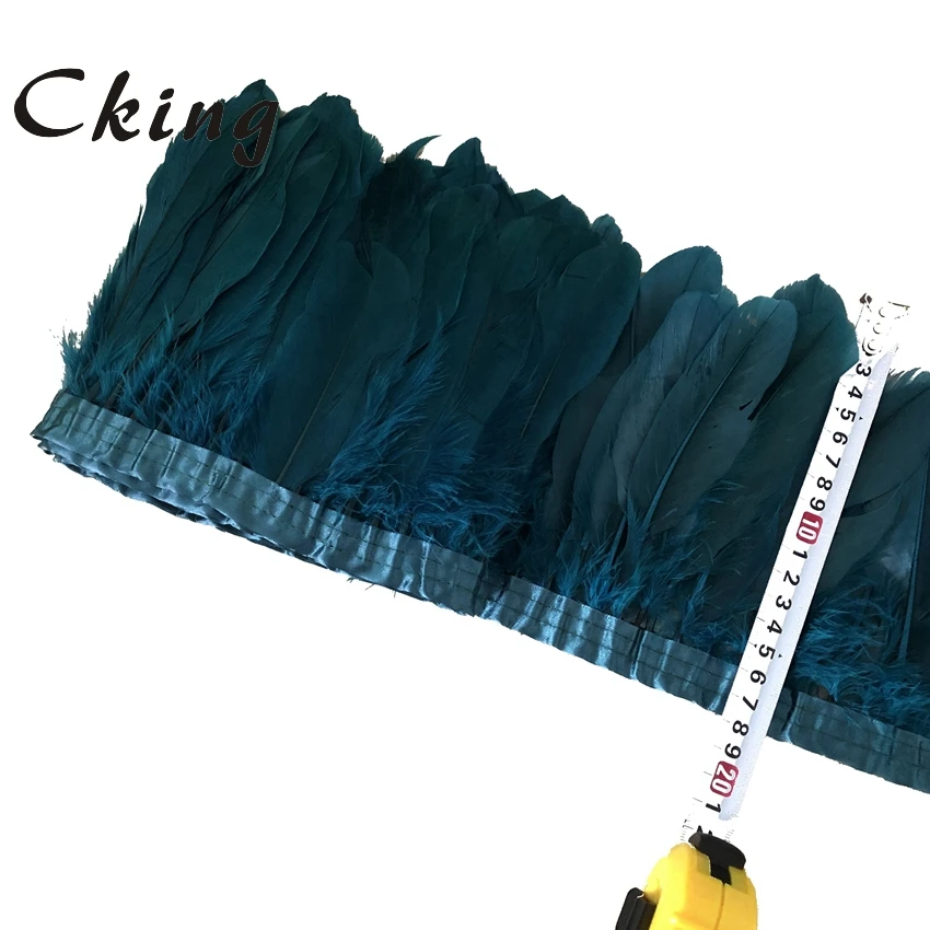 Cking Peacock-Blue Dyed Natural Swan Goose Feathers Trim 15-20CM 6-8