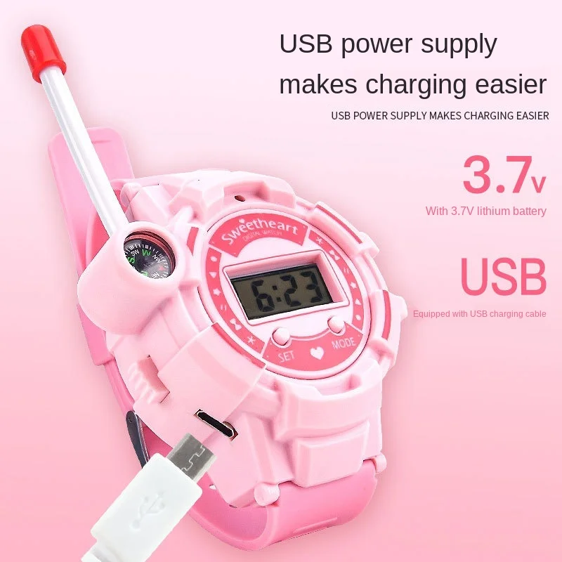 Mini walkie-talkie orologio giocattolo per bambini cercapersone per conversazione wireless all'aperto walkie-talkie orologio elettronico coppia di 2