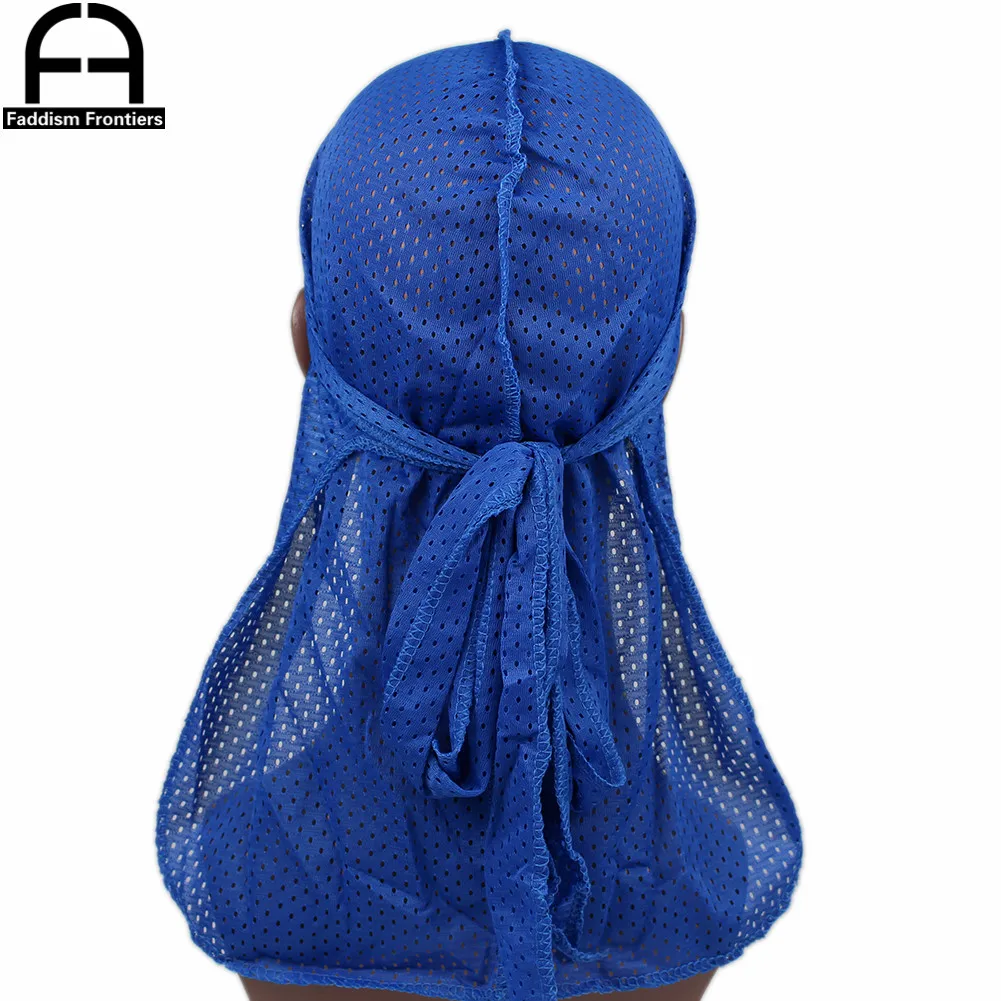 Summer Men Mesh Durag Breathable Long Tail Durags Bandanas for Men Wave Do DuRag Rags