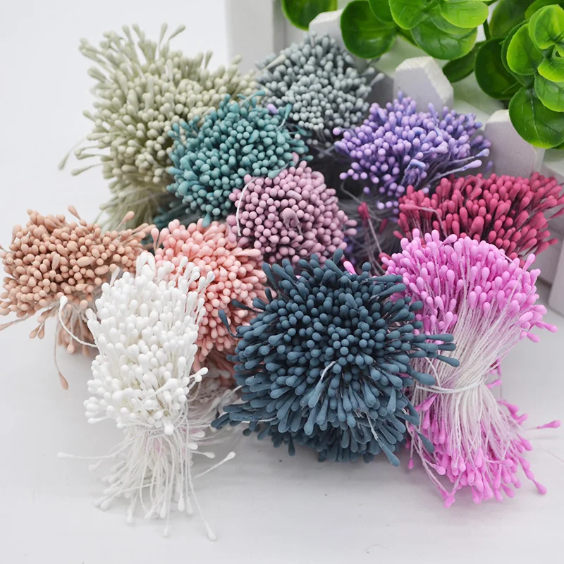 800pcs 1mm Double Heads Mini Pearl Stamen Pistil Artificial Flower Stamen Wedding Decoration DIY Scrapbooking Wreath Fake Flower