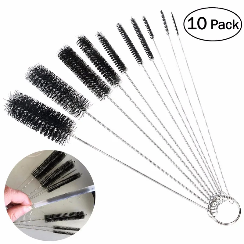 10pcs Set White Color Brush Spray Brush Pots Bottle Small Mouth Cleaning Brush Fit For Different Size Scruber Cleaner 716