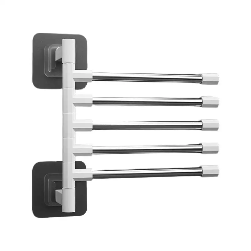 Wall Mounted Towel Bar Swivel Towel Rack Stainless Steel Towel Hanger 180° Rotation Space Saving Towel Rack for Bathroom