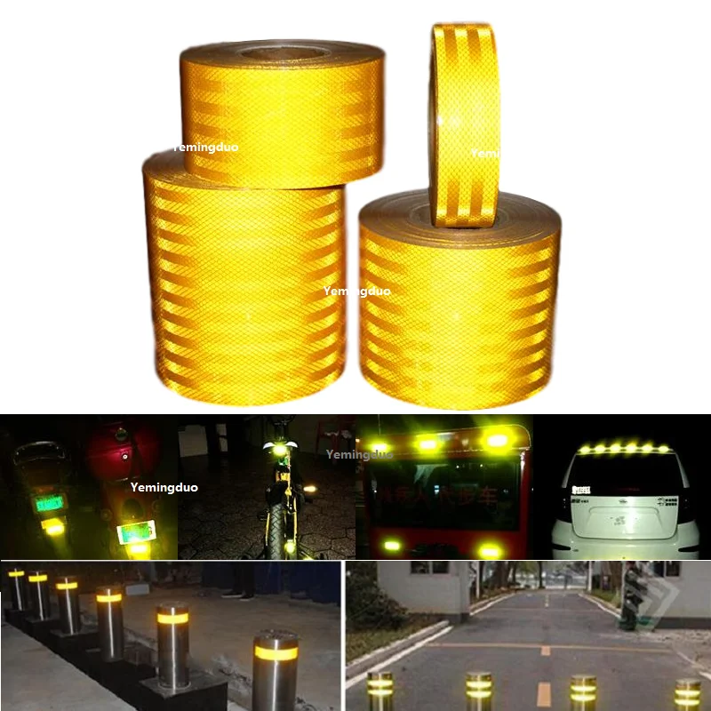 Super Strong Reflective Decoratiive Sticker Orange Yellow Self-adhesive Tape Traffic Warning Anticollision Sign