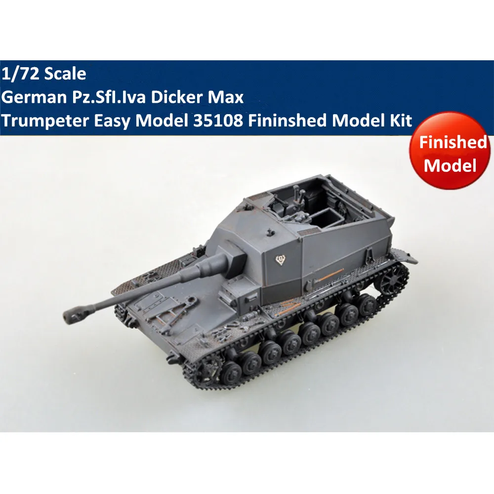 

Trumpeter Easy Model 35108 1/72 Scale German Pz.SfI.Iva Dicker Max Military Plastic Fininshed Model Kit