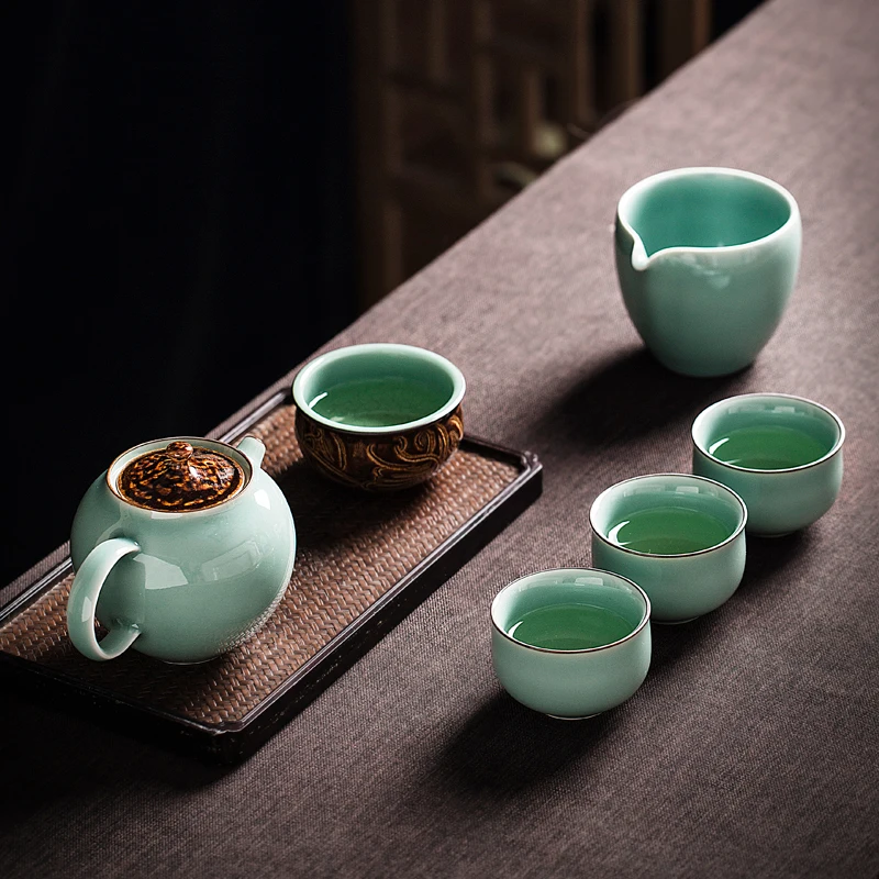 |kung fu tea set home sitting room tea, Chinese style restoring ancient ways is the teapot a complete set of gift boxes