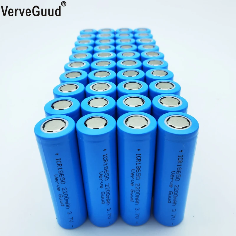 VerveGuud New Original Real Capacity ICR18650-22F 3.7 v 2200mAh 18650 Lithium Rechargeable Battery For Flashlight /Toy/Tool