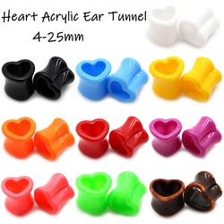 1Pair Heart Acrylic Ear Tunnel Plug Ear Gauge Expander Colorful Flesh Stretcher Unisex Body Piercing Jewelry White&Black 4-25mm