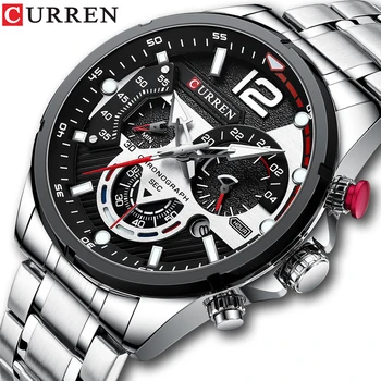 New CURREN watches men top brand luxury fashion business quartz men's wristwatch stainless steel waterproof sports watch