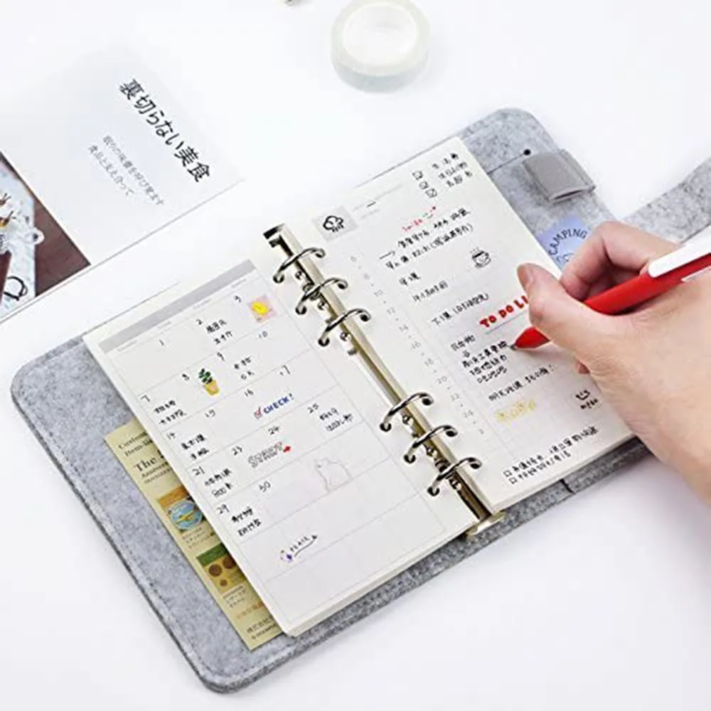 A6ขนาด Budget Planner Organizer,ผ้าขนสัตว์ A6 Binder Journal Organizer Planner,พร้อมซิปกระเป๋าซิป Binder Pocket PP แผ่น